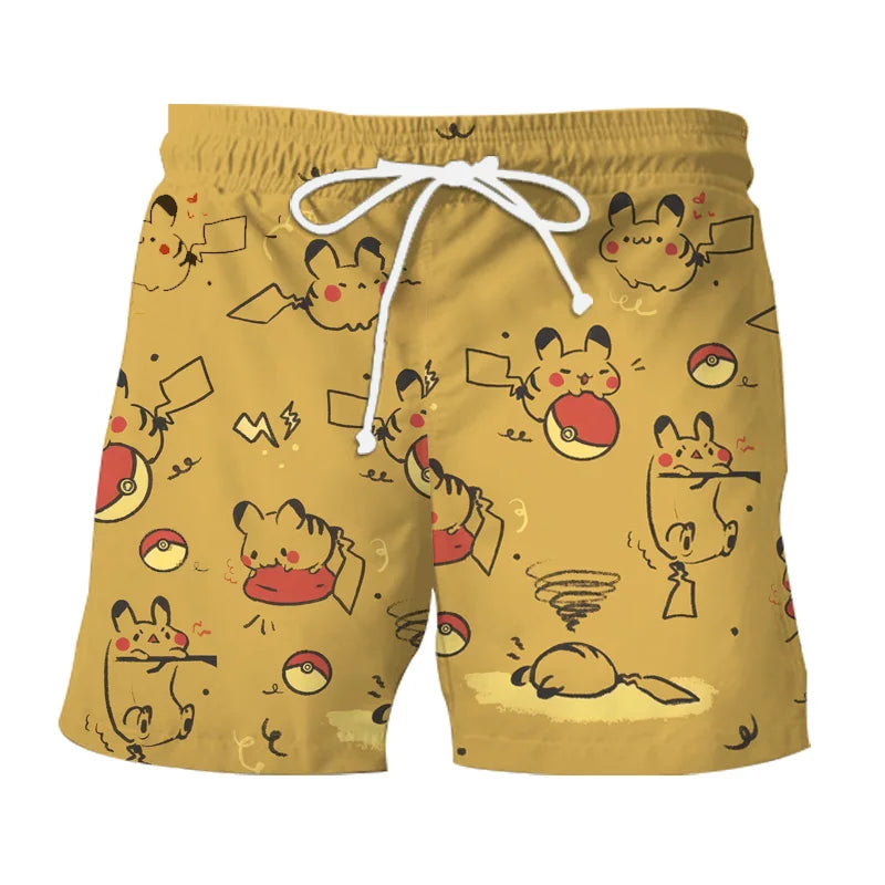Anime Pokemon Pikachu Gengar Snorlax Floral Shirts Men Women Shorts Short Sleeves Button Couple Pajamas Set Trendy Beach Coat