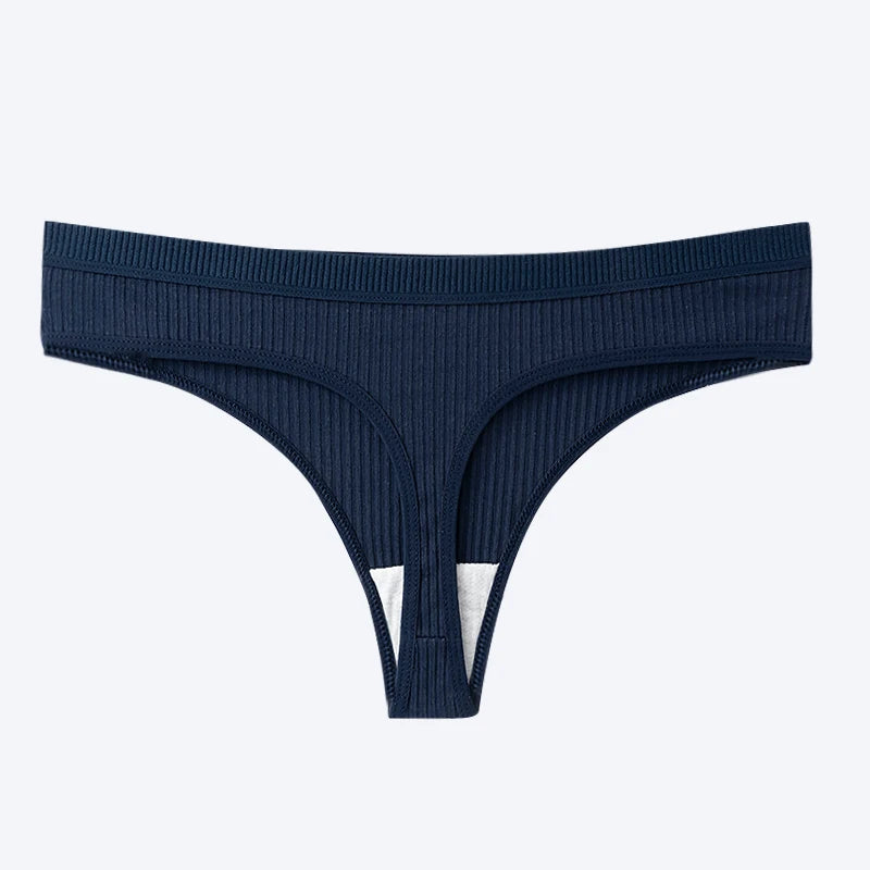 Women's Panties Seamless Ribbed Thongs Low Waist Underpants Female G String High Elastic Lingerie Solid Color Intimates Thong