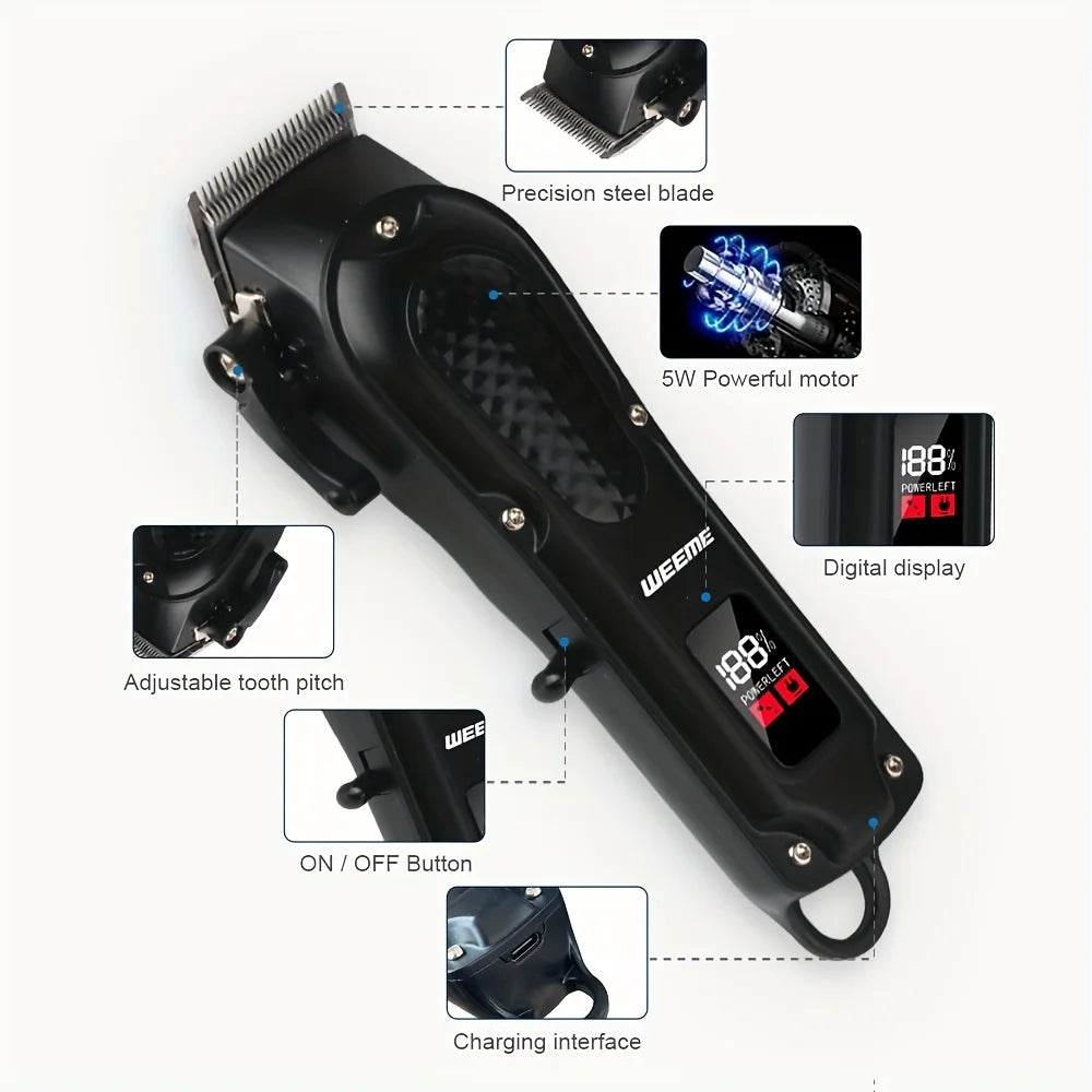 3pc Men's Grooming Kit with LED Display Cordless Hair Clipper Trimmer Shaver - Rechargeable with Adjustable Blade Gift for Dad
