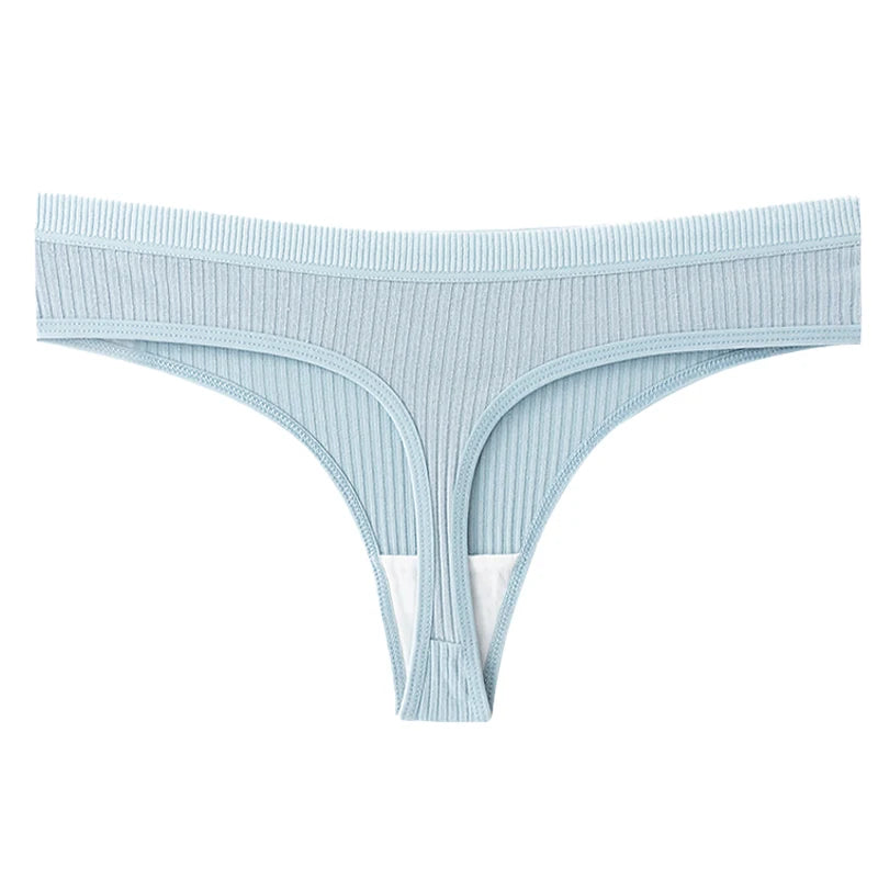 Women's Panties Seamless Ribbed Thongs Low Waist Underpants Female G String High Elastic Lingerie Solid Color Intimates Thong