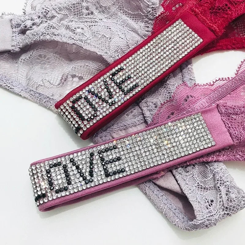 2024 New Lace G-string Thread Cotton Thong Diamond Women's Underwear Solid Color Breathable Waist Size Girls Briefs Plus Women