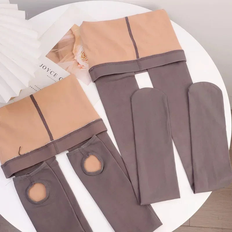Women Translucent Pantyhose Warm Fleece Lined Tights Women Thermal Stockings High Waist Elastic Supernatural Leggings for Girls