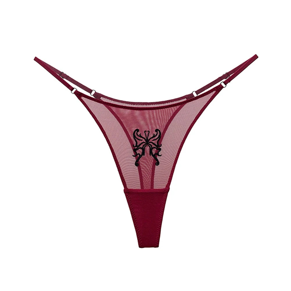 Women\\\'s G-String Thongs Low Waist Seamless Hollow Out High Cut Panties T-Back Underwear Mesh Transparent Lingerie Knicker