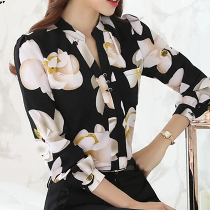 Shirts Fashion New Women Tops Ladies Top V-Neck Slim Chiffon Blouse Clothing 2023 Office Work Wear Women Shirt Plus Size Blusa
