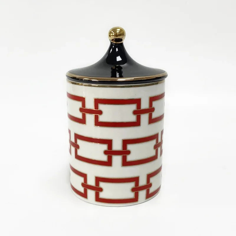 Gold Plated Stripe Ceramic Storage Jar