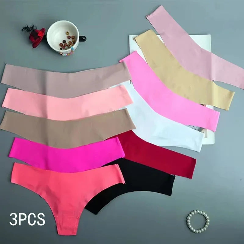 3PCS Seamless Panties Women Ice Silk