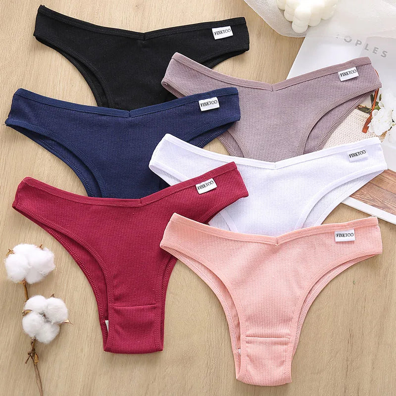 5 Pcs Women Cotton Brazilian Panties V Waist