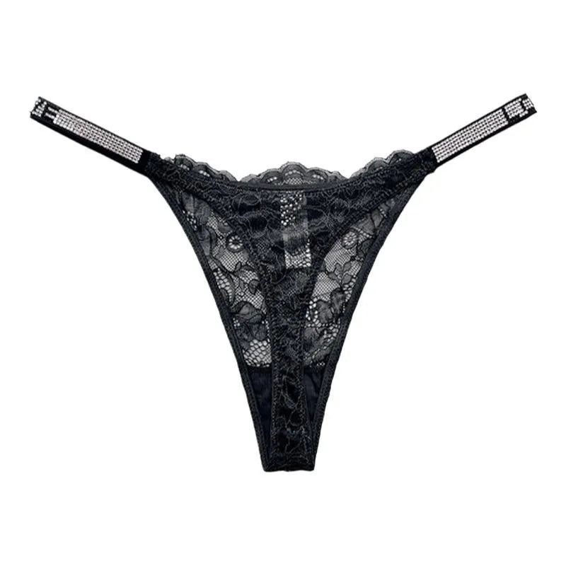 2024 New Lace G-string Thread Cotton Thong Diamond Women's Underwear Solid Color Breathable Waist Size Girls Briefs Plus Women