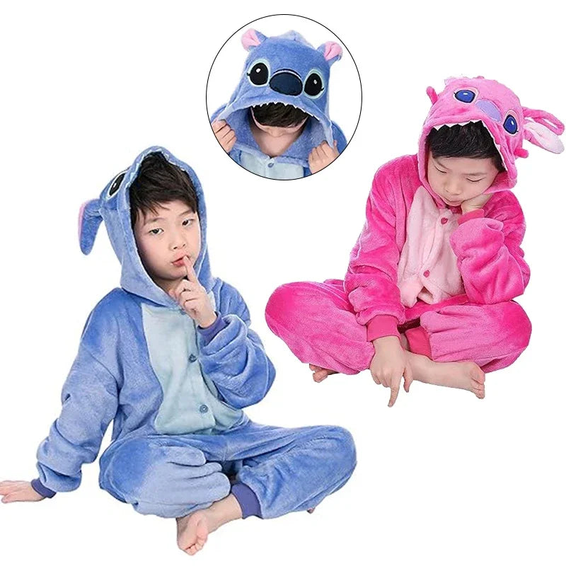 Anime Stitch Cosplay Pajamas Anime Stitch Angel Cute Costume Jumpsuit Pajamas Hooded Sleepwear Christmas Costume for Men Women
