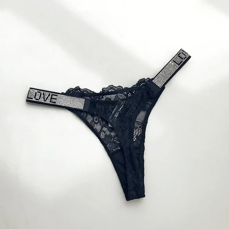 2024 New Lace G-string Thread Cotton Thong Diamond Women's Underwear Solid Color Breathable Waist Size Girls Briefs Plus Women