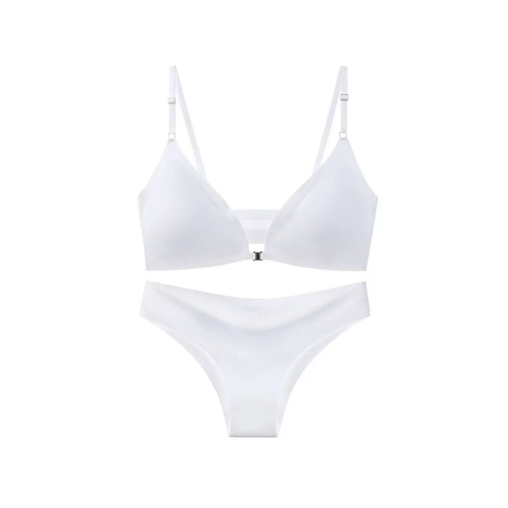 ZXYOUPING Ice Silk Seamless Bra and panty set, Beautiful Back Push-up Bra,Comfortable No Steel Rims Adjustable Plus Size Wireles
