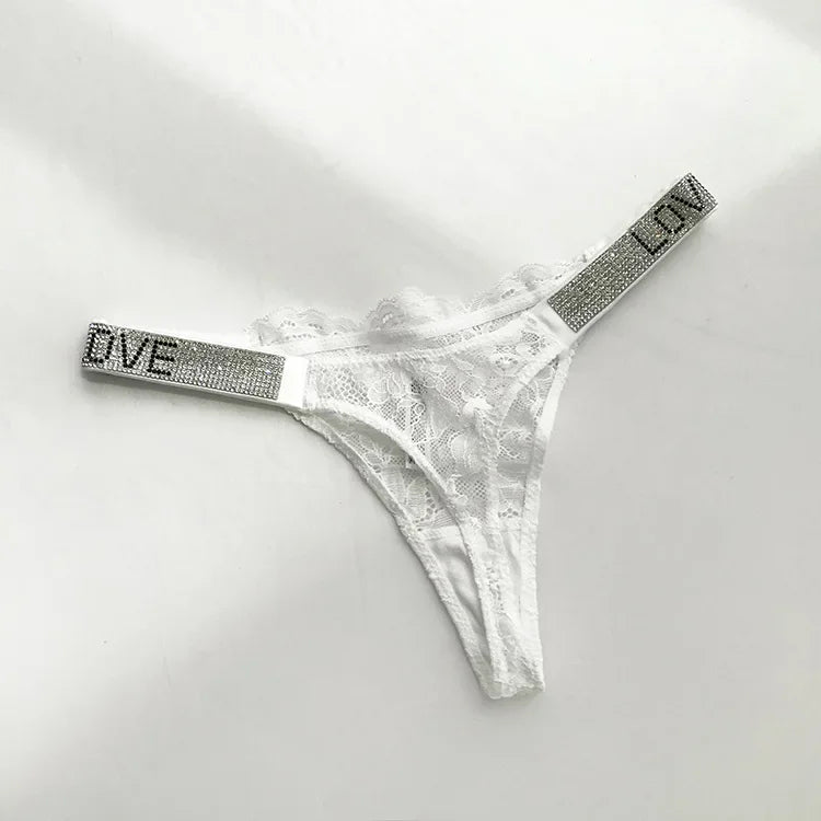 2024 New Lace G-string Thread Cotton Thong Diamond Women's Underwear Solid Color Breathable Waist Size Girls Briefs Plus Women