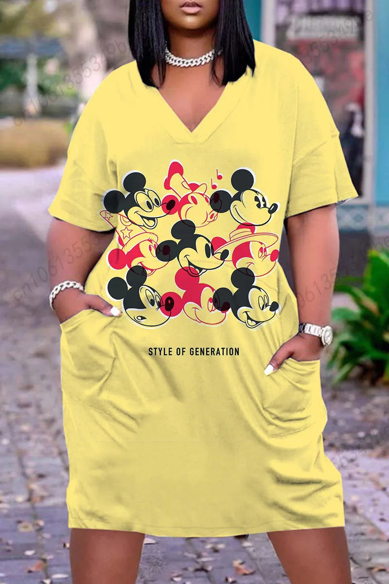 Disney Plus Size Elegant Women's Summer Dresses 2022 Year Fashion Tight Dress 5xl Woman Clothes Large Sizes Dresses Clothing