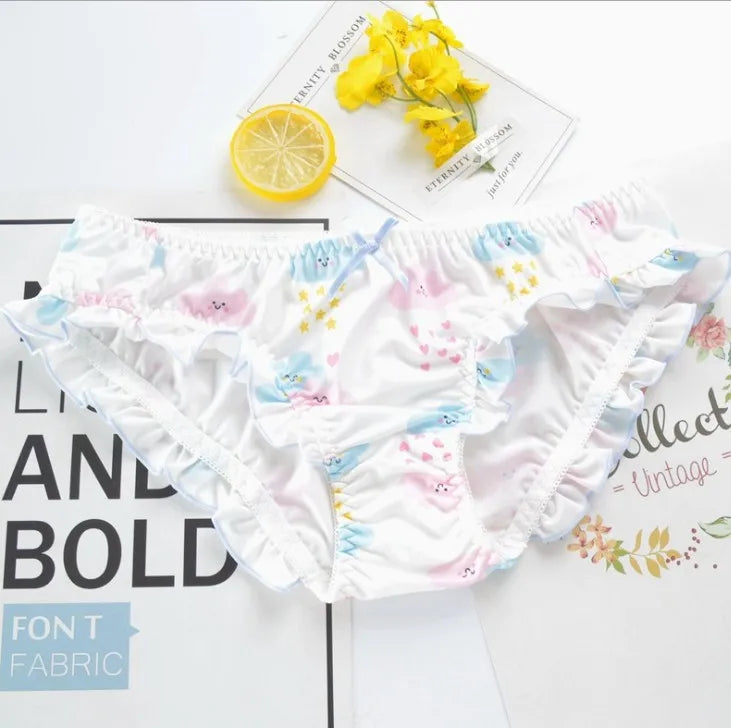 Japanese Girl Style Low Waisted Triangle Pants Sweet and Cute Cartoon Printed Milk Silk Women's Underwear