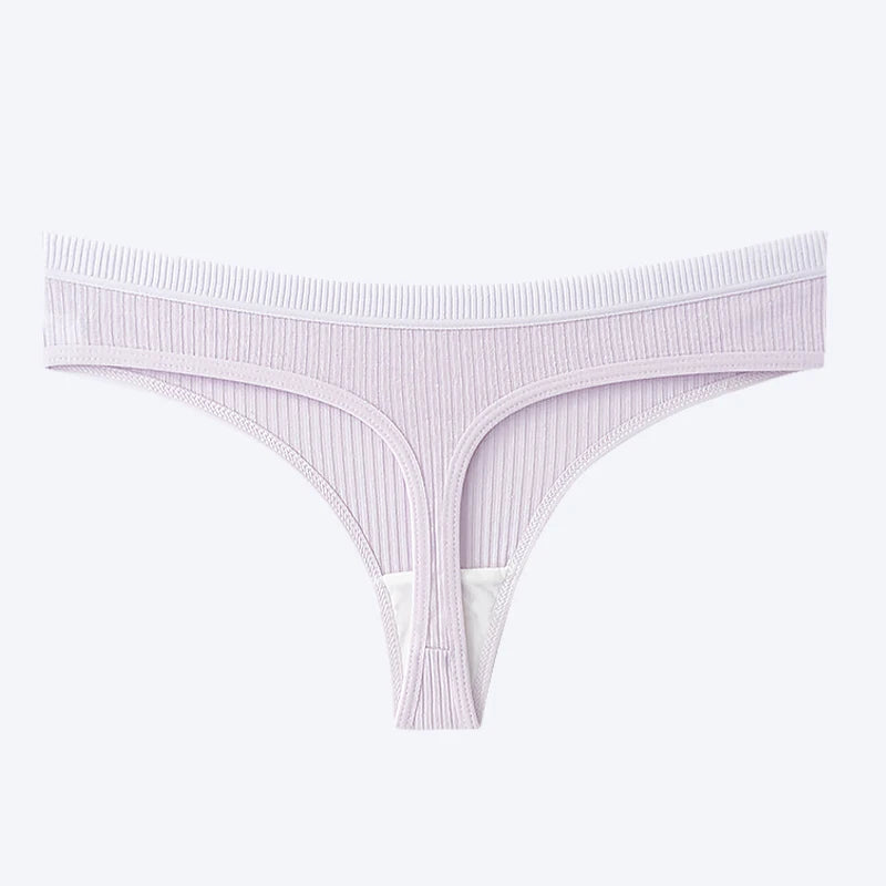 Women's Panties Seamless Ribbed Thongs Low Waist Underpants Female G String High Elastic Lingerie Solid Color Intimates Thong