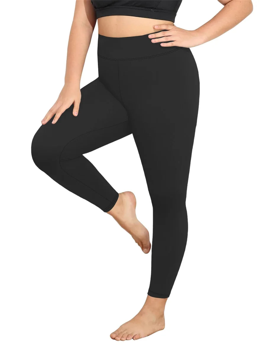 Women s High Waist Yoga Leggings Plus Size Solid Color Stretch Workout Pants for Running Gym Fitness Activewear Yoga Pants