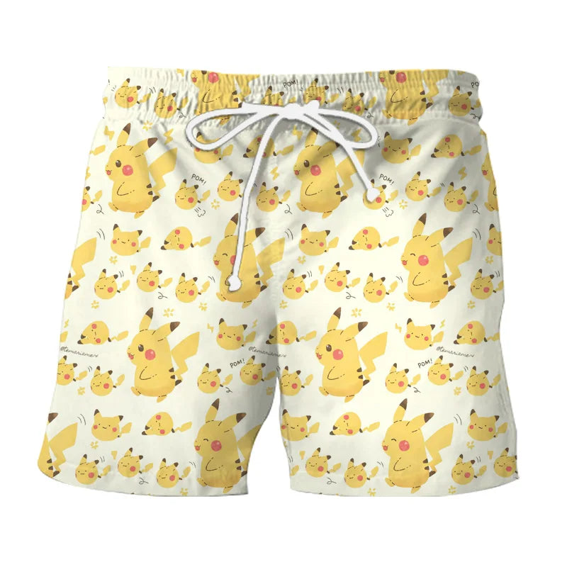 Anime Pokemon Pikachu Gengar Snorlax Floral Shirts Men Women Shorts Short Sleeves Button Couple Pajamas Set Trendy Beach Coat