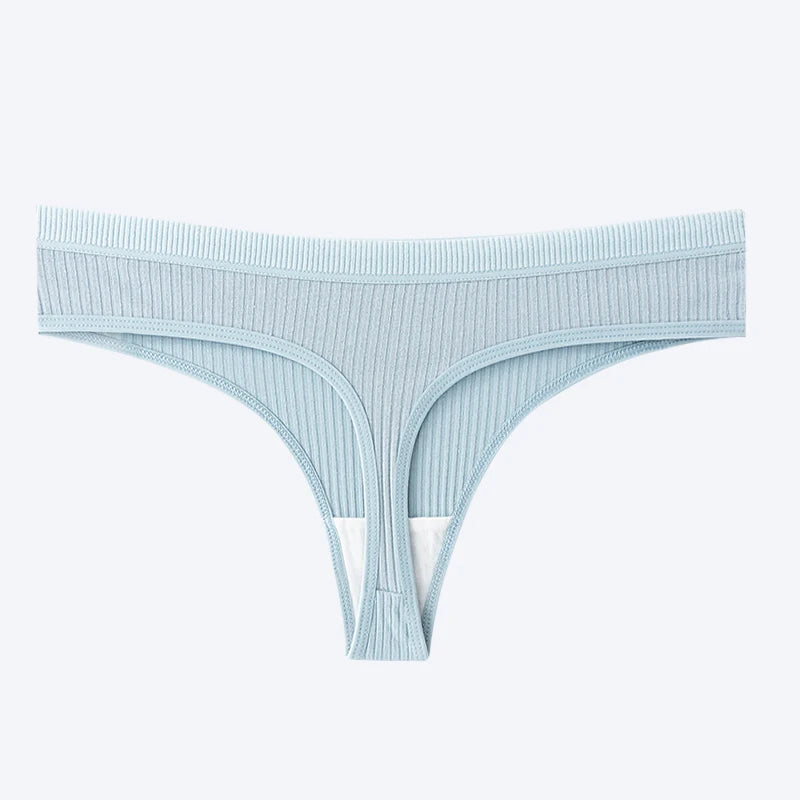 Women's Panties Seamless Ribbed Thongs Low Waist Underpants Female G String High Elastic Lingerie Solid Color Intimates Thong