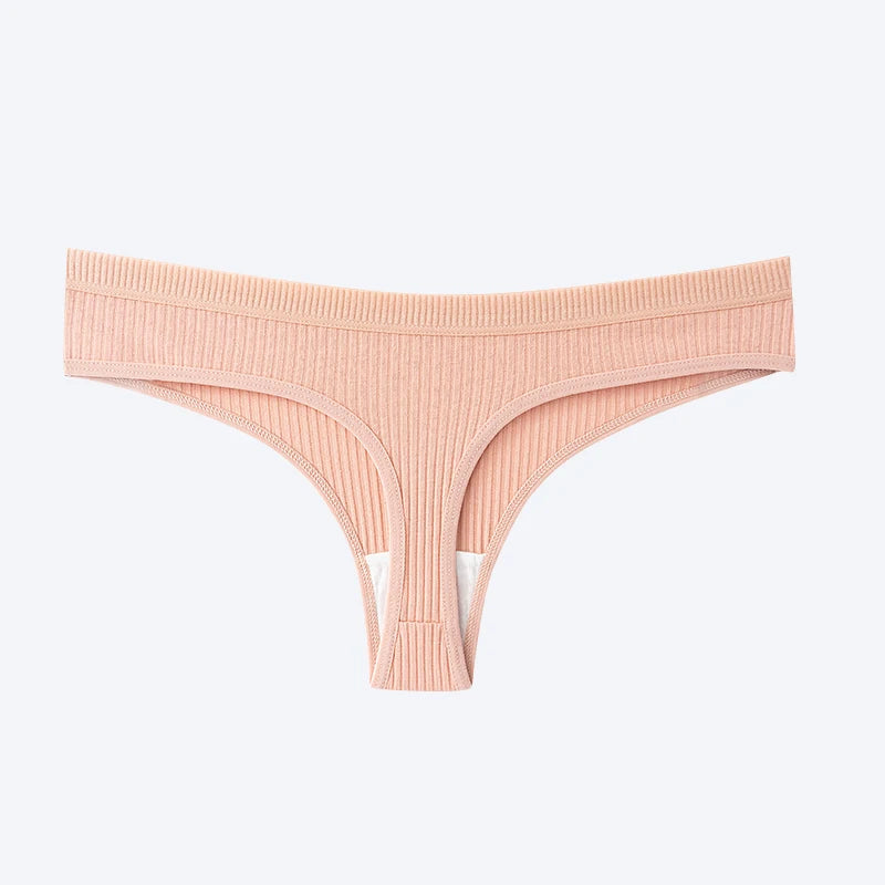 Women's Panties Seamless Ribbed Thongs Low Waist Underpants Female G String High Elastic Lingerie Solid Color Intimates Thong