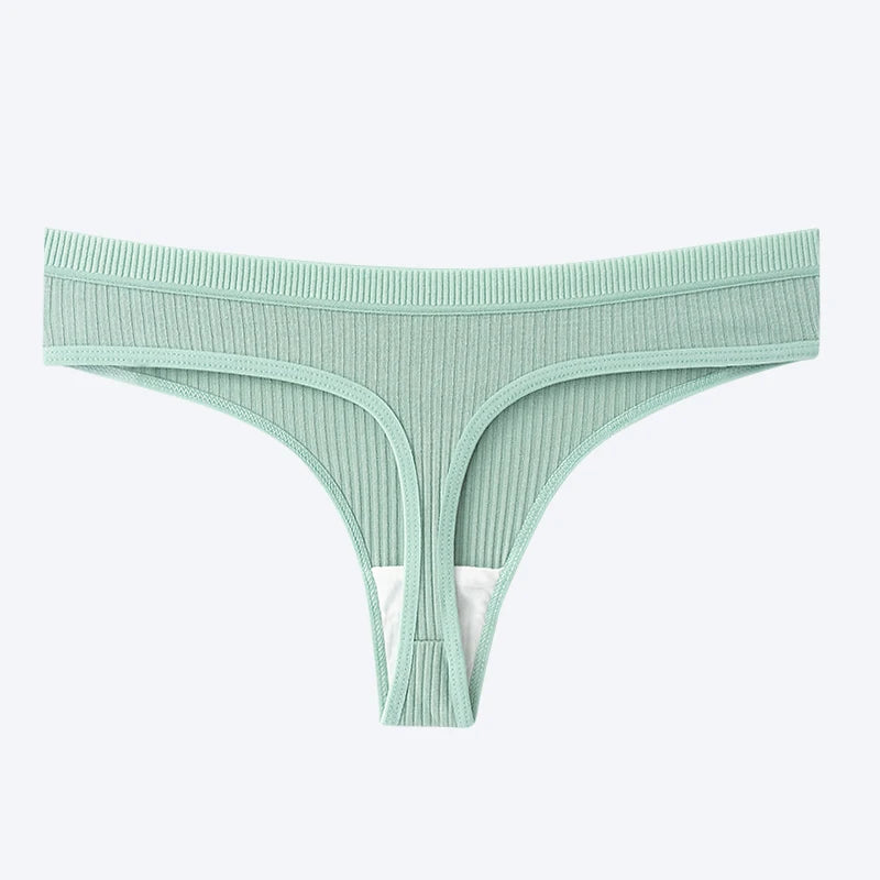 Women's Panties Seamless Ribbed Thongs Low Waist Underpants Female G String High Elastic Lingerie Solid Color Intimates Thong