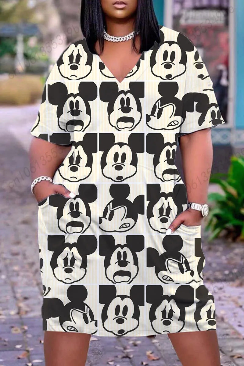 Disney Plus Size Elegant Women's Summer Dresses 2022 Year Fashion Tight Dress 5xl Woman Clothes Large Sizes Dresses Clothing