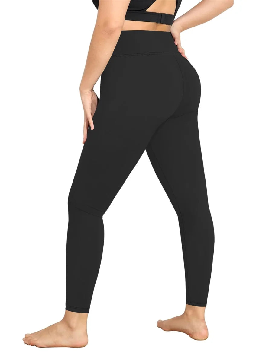 Women s High Waist Yoga Leggings Plus Size Solid Color Stretch Workout Pants for Running Gym Fitness Activewear Yoga Pants