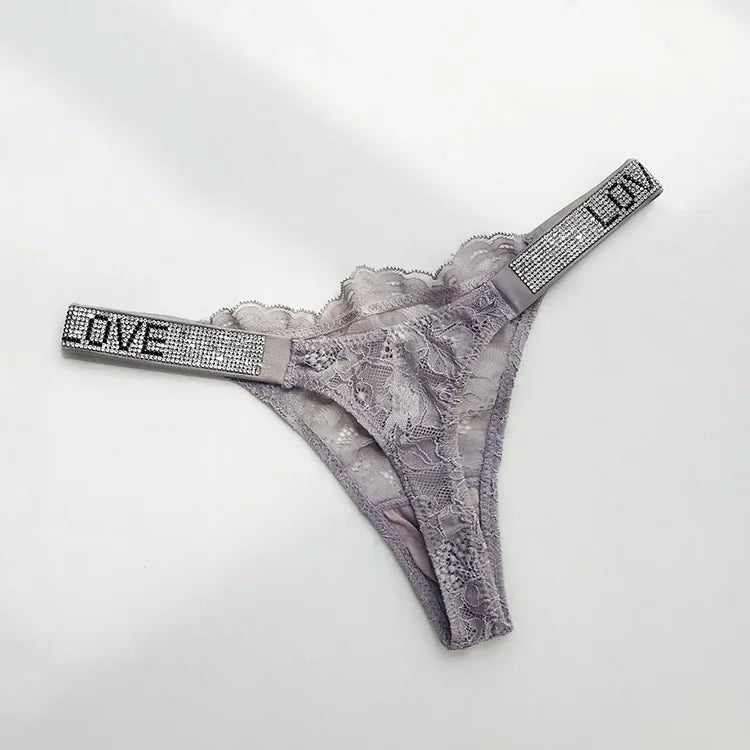 2024 New Lace G-string Thread Cotton Thong Diamond Women's Underwear Solid Color Breathable Waist Size Girls Briefs Plus Women