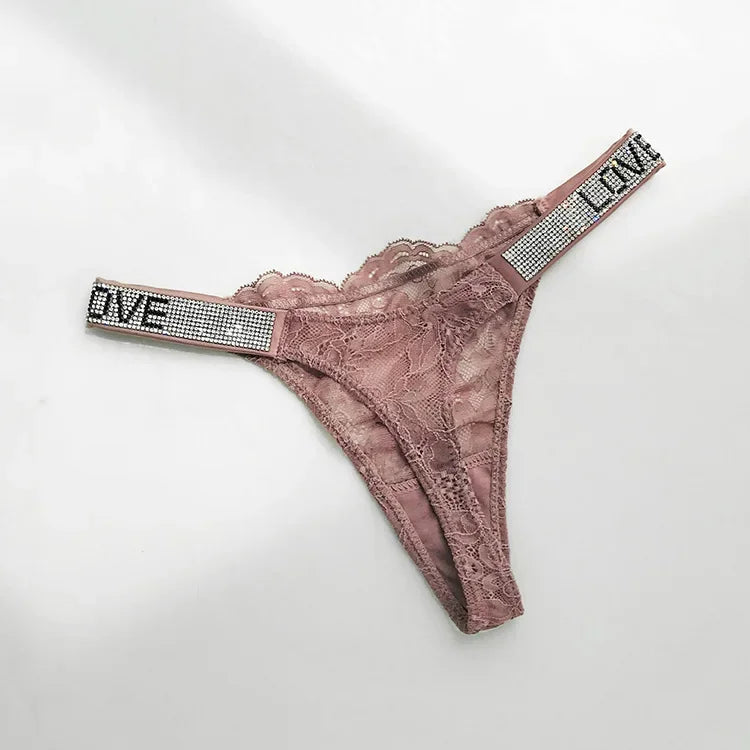 2024 New Lace G-string Thread Cotton Thong Diamond Women's Underwear Solid Color Breathable Waist Size Girls Briefs Plus Women