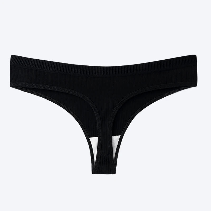 Women's Panties Seamless Ribbed Thongs Low Waist Underpants Female G String High Elastic Lingerie Solid Color Intimates Thong