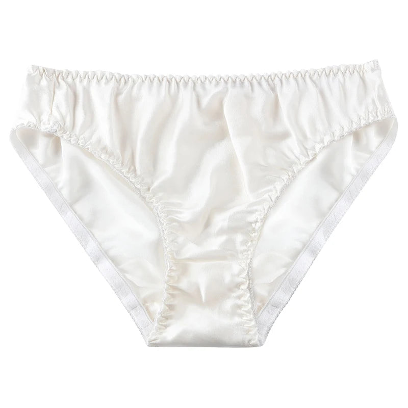 Women Silk-like Satin Panties Bikini Underwear Breathable Solid Color Briefs Comfortable Soft Women Lady Daily Women Panties