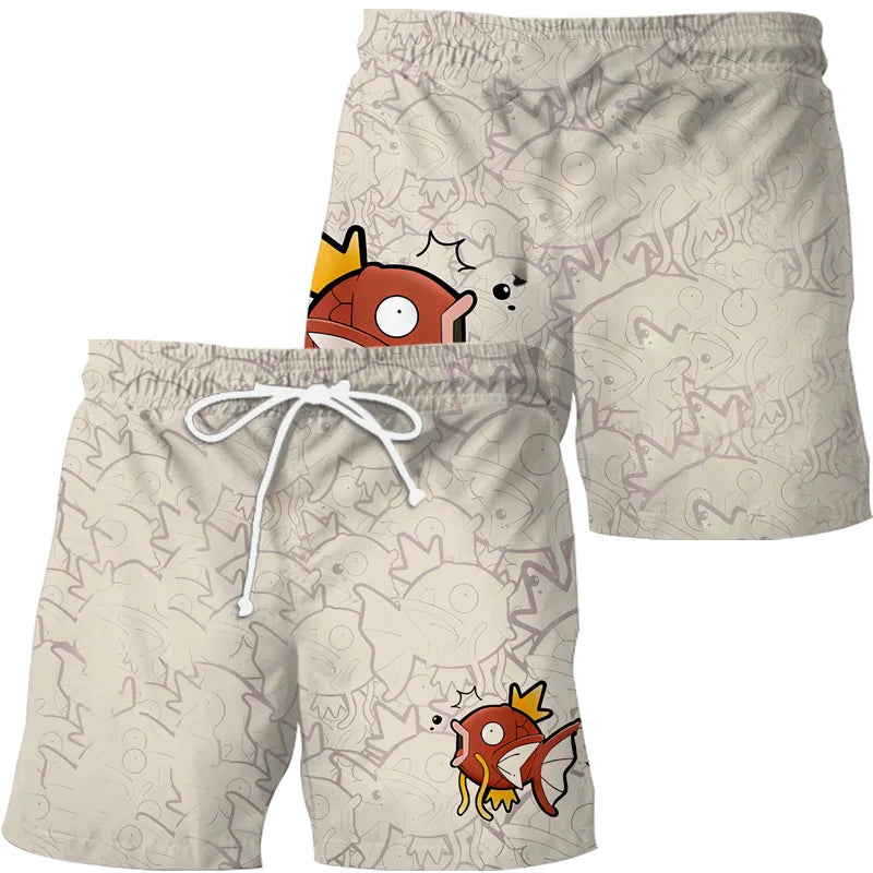 Anime Pokemon Pikachu Gengar Snorlax Floral Shirts Men Women Shorts Short Sleeves Button Couple Pajamas Set Trendy Beach Coat