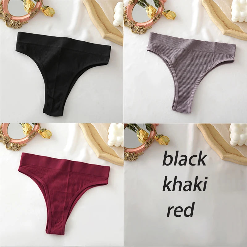 3PCS/Set High Waisted Seamless Women's Panties FINETOO Underwear Women Comfortable Female Underpants Solid Color Pantys Lingerie