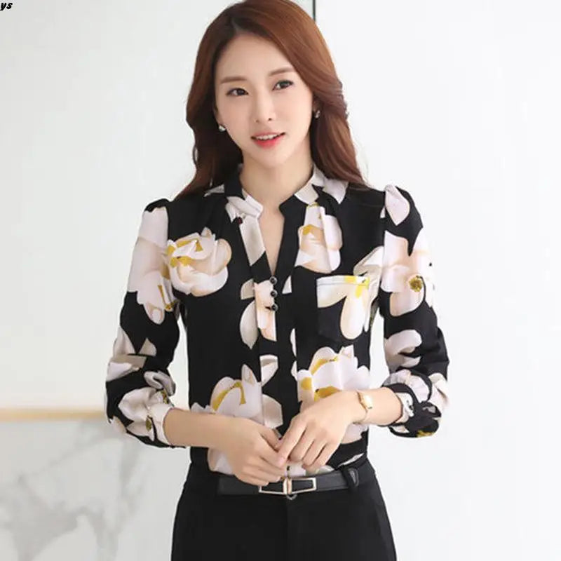 Shirts Fashion New Women Tops Ladies Top V-Neck Slim Chiffon Blouse Clothing 2023 Office Work Wear Women Shirt Plus Size Blusa