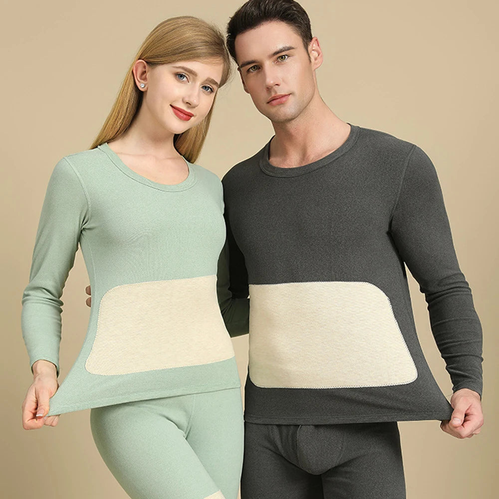 Thermal underwear Winter Warm Tops Cashmere Silk Patch