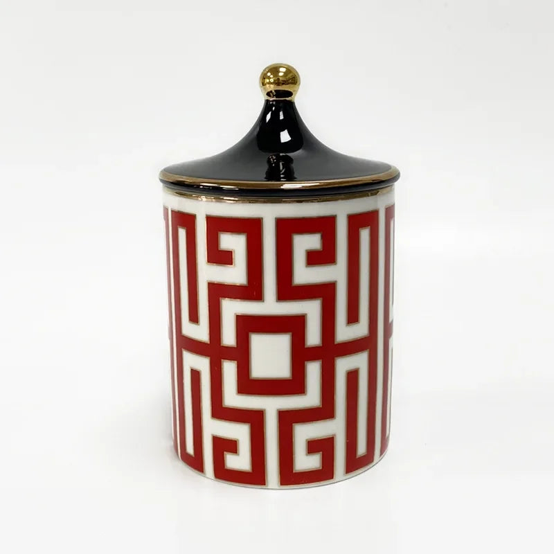 Gold Plated Stripe Ceramic Storage Jar