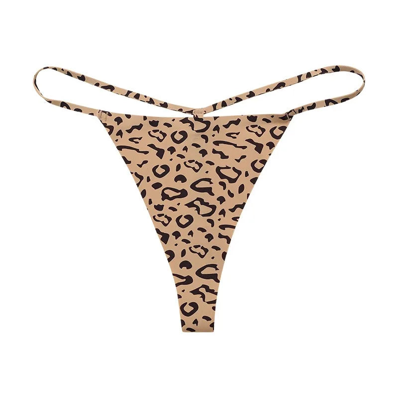 3 Pcs Non-trace Plus Size Panties Women's Low Waist Slim Antibacterial Hot Leopard Print Thong Panties