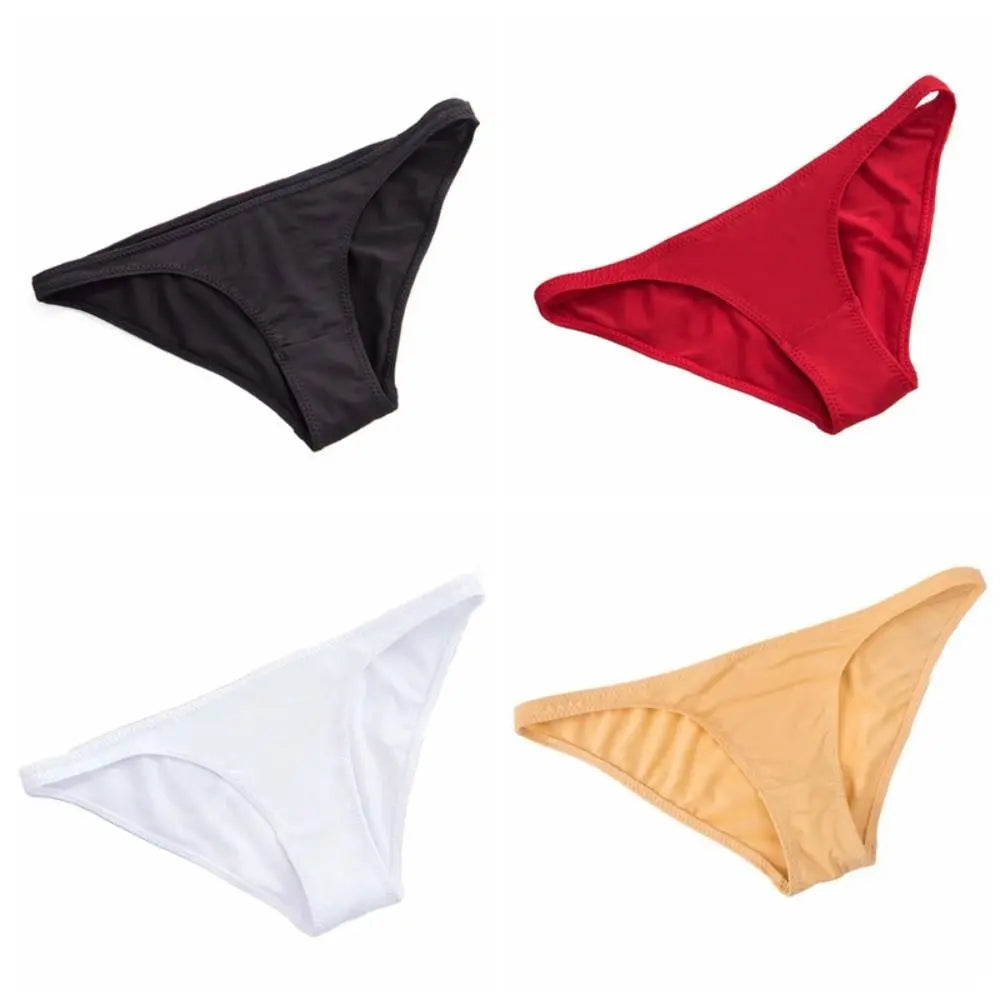 Soft Triangle Low-waist Panties Cotton Crotch Thin Simple Solid Underpants Breathable Lingeries Milk Silk Underwear Girl