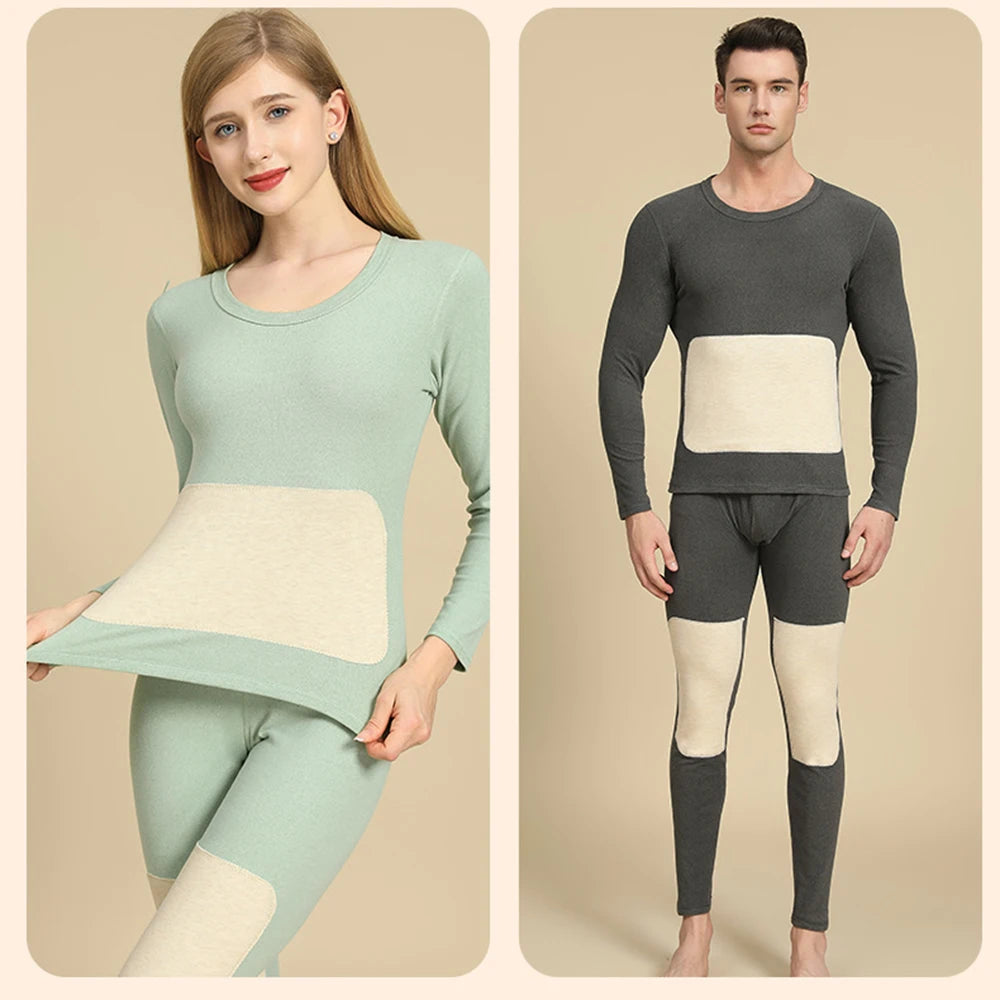 Thermal underwear Winter Warm Tops Cashmere Silk Patch