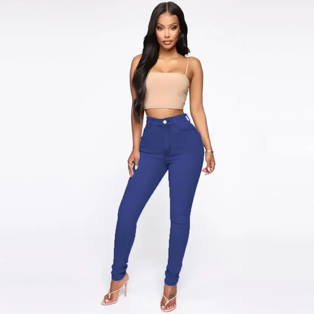 Tight Plus Size High Waist Jeans Women Clothing Vintage Streetwear Denim Pants Y2k Blue Black Elastic Trouser Cargo Jeans New