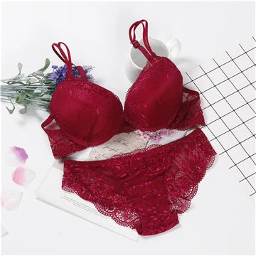 lingerie porno push up bra set intimates lace top and panties lace underwear set 3/4 cup underwear set women