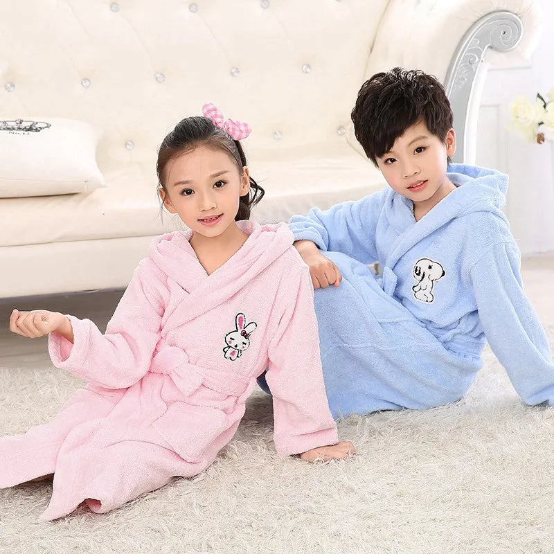 Bathrobe Kids Baby Robe Children Girl Sleepwear Clothes Cartoon Hooded Bathrobe Kids Soft Nightgown Warm Pajamas Clothing White