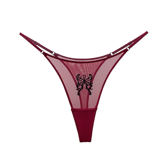 Women\\\'s G-String Thongs Low Waist Seamless Hollow Out High Cut Panties T-Back Underwear Mesh Transparent Lingerie Knicker