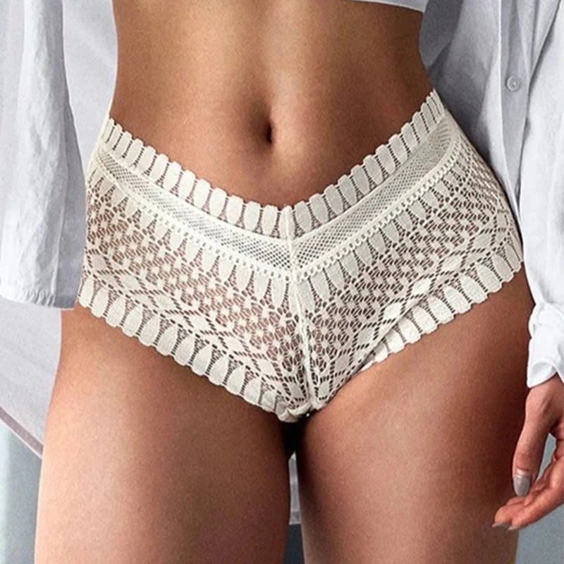 Big Size Lace Panties High Waist Women Briefs Underwear Embroidery Hollow Out G String Underpant Lingerie Stretch Thong Knickers