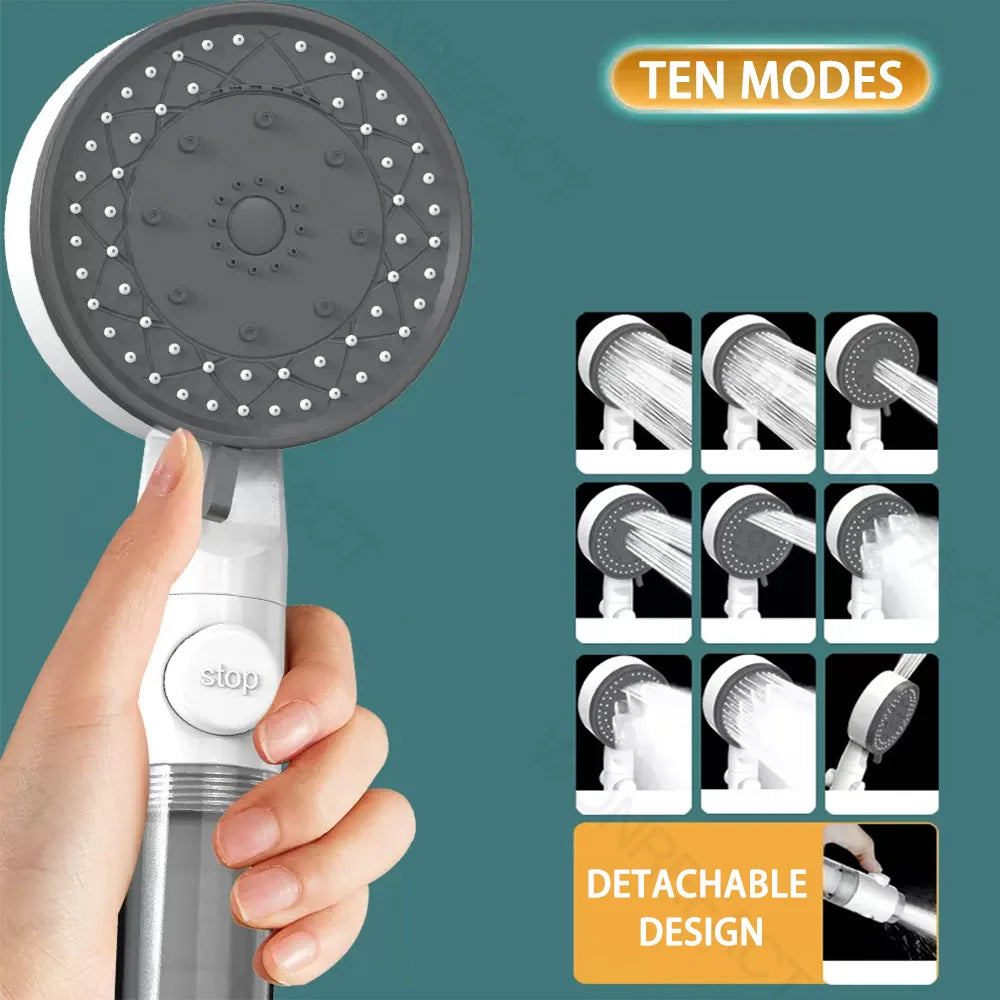 10 Mode Filter Shower Head Adjustable High Pressure