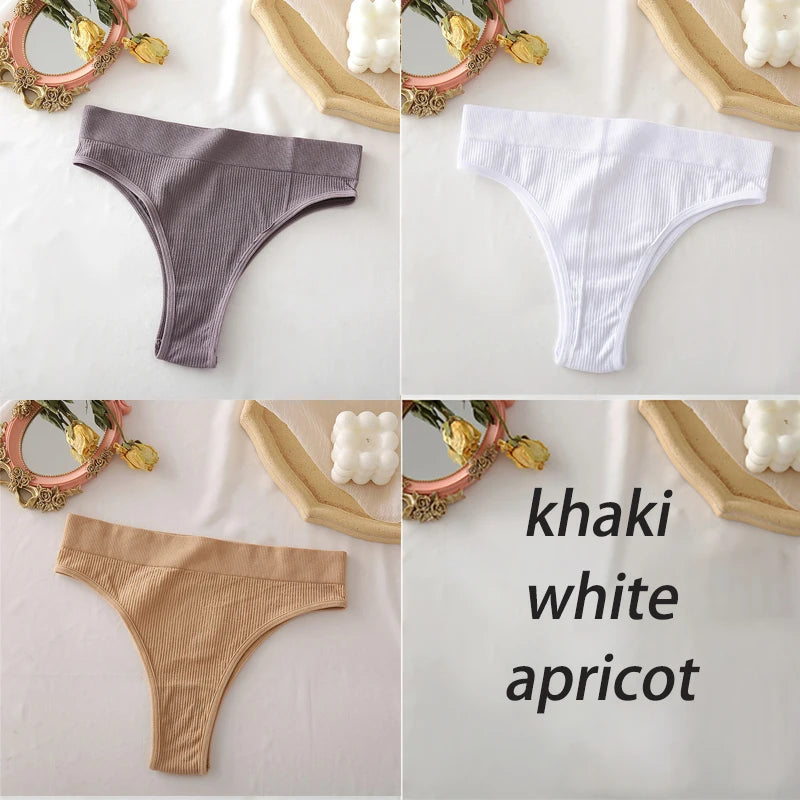 3PCS/Set High Waisted Seamless Women's Panties FINETOO Underwear Women Comfortable Female Underpants Solid Color Pantys Lingerie