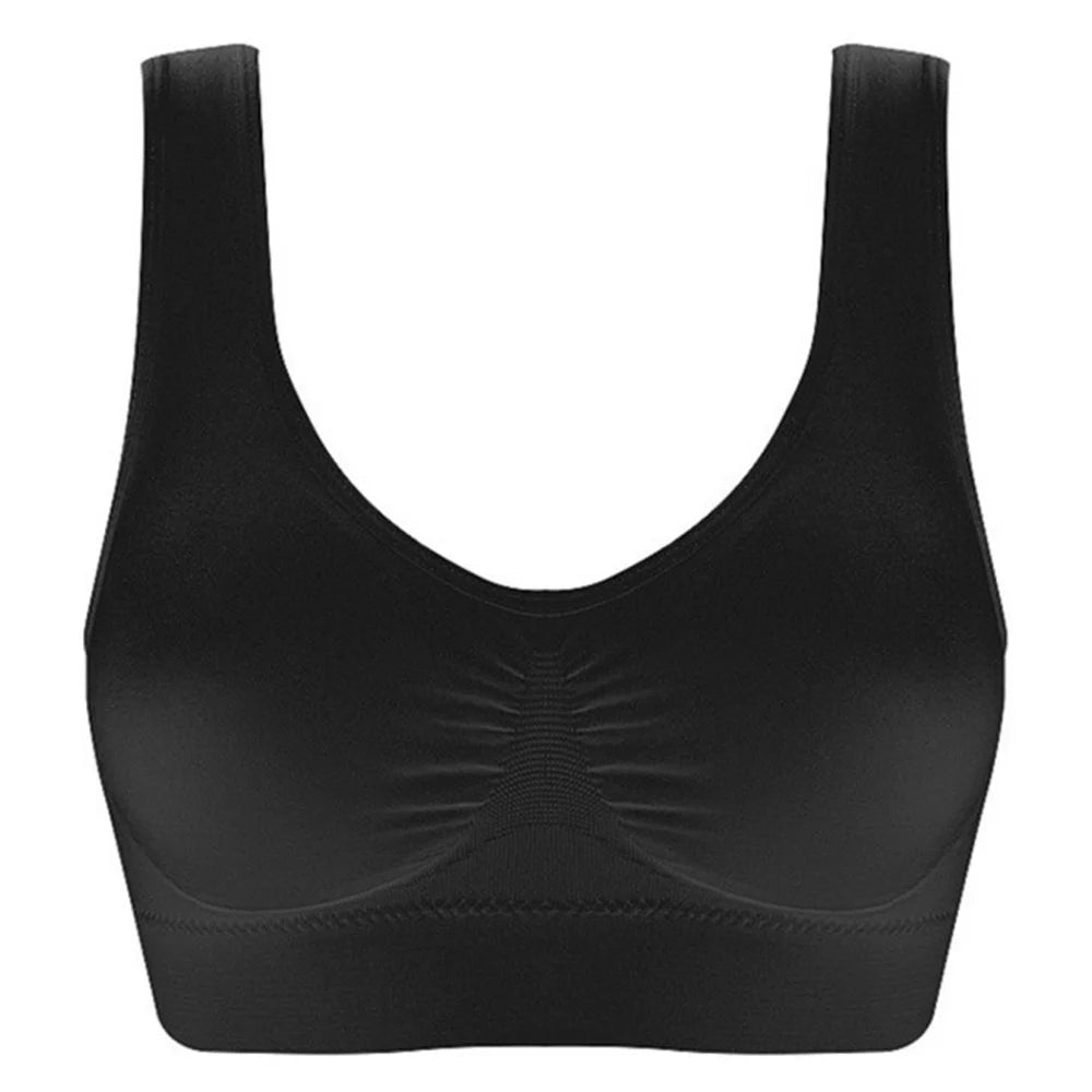 Women Seamless Bras Camisole Underwear Crop Top XXL 3XL Black Pure Color Sports Gym Running Fitness Yoga