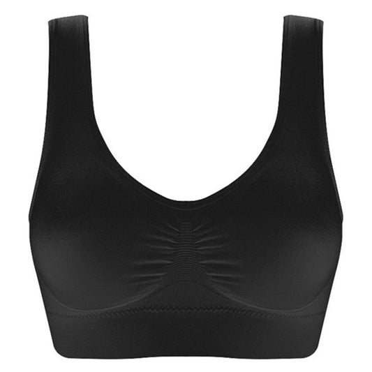 Women Seamless Bras Camisole Underwear Crop Top XXL 3XL Black Pure Color Sports Gym Running Fitness Yoga