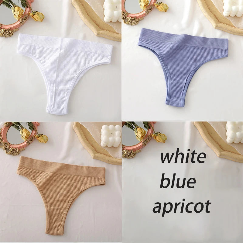 3PCS/Set High Waisted Seamless Women's Panties FINETOO Underwear Women Comfortable Female Underpants Solid Color Pantys Lingerie