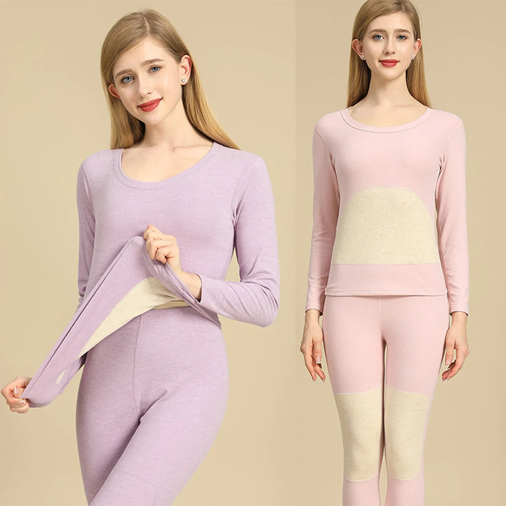 Thermal underwear Winter Warm Tops Cashmere Silk Patch