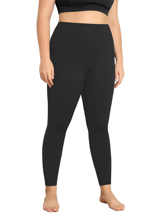 Women s High Waist Yoga Leggings Plus Size Solid Color Stretch Workout Pants for Running Gym Fitness Activewear Yoga Pants